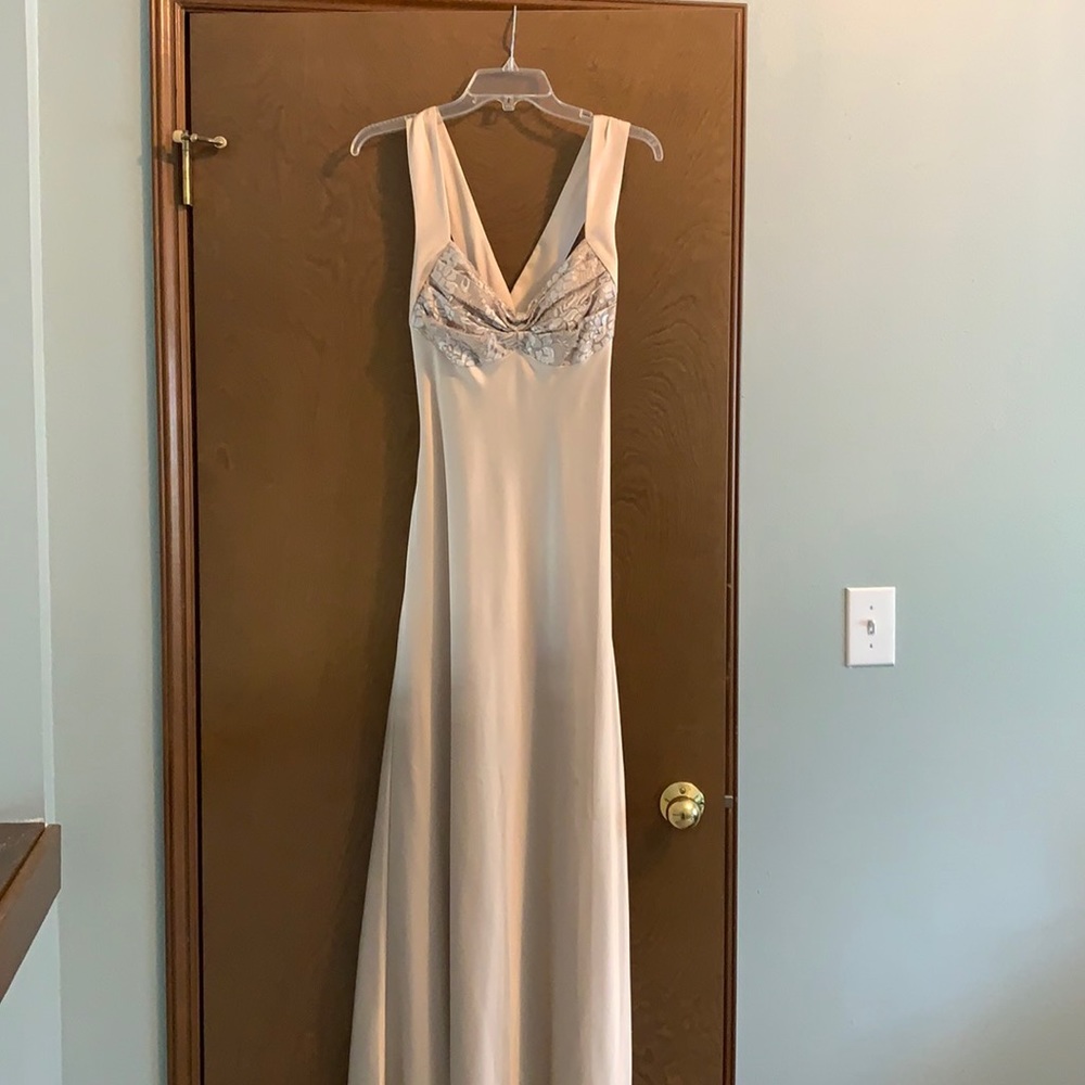 Long Calvin Klein formal dress, champagne color